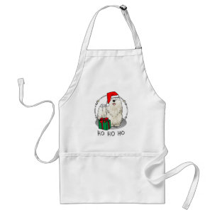 Christmas Santa Hat Puli Dog (white) Cute Funny Standard Apron