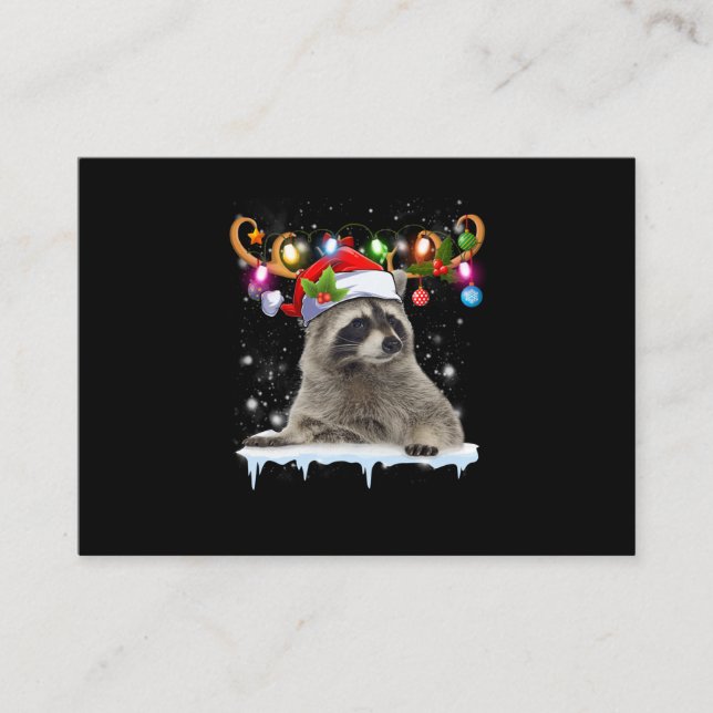 Christmas Santa Hat Raccoon Pajamas Enclosure Card (Front)