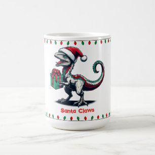 Christmas Santa hat raptor  Coffee Mug