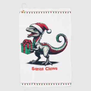 Christmas Santa hat raptor Golf Towel