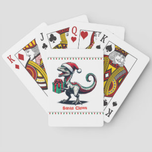 Christmas Santa hat raptor  Playing Cards