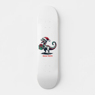 Christmas Santa hat raptor  Skateboard