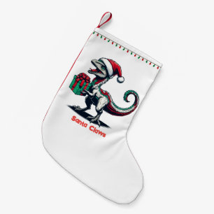 Christmas Santa hat raptor Small Christmas Stocking