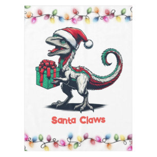 Christmas Santa hat raptor  Tablecloth