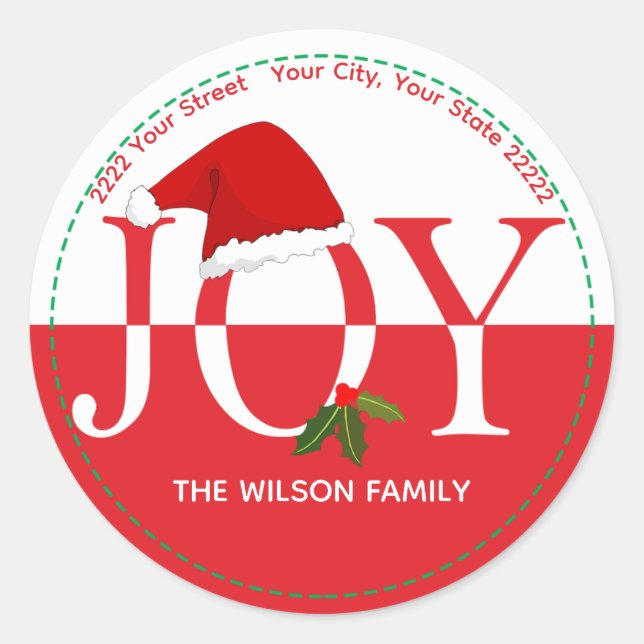 Christmas Santa Hat Return Address Sticker (Front)