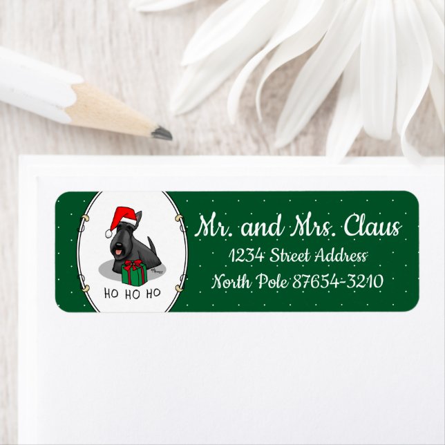 Christmas Santa Hat Scottish Terrier (black) Cute (Insitu)