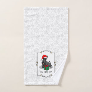 Christmas Santa Hat Scottish Terrier (black) Cute Bath Towel Set