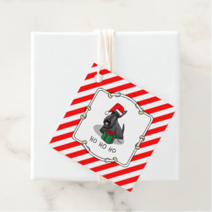 Christmas Santa Hat Scottish Terrier (black) Cute Favour Tags