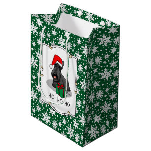Christmas Santa Hat Scottish Terrier (black) Cute Medium Gift Bag