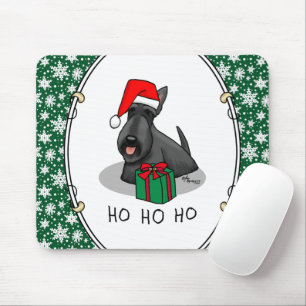 Christmas Santa Hat Scottish Terrier (black) Cute Mouse Mat