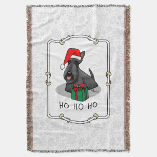 Christmas Santa Hat Scottish Terrier (black) Cute Throw Blanket