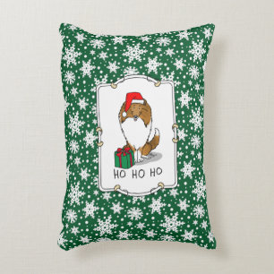 Christmas Santa Hat Shetland Sheepdog (sable) Cute Decorative Cushion