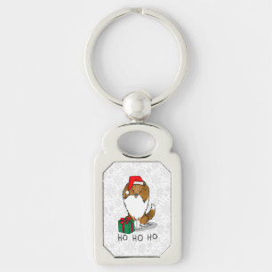 Christmas Santa Hat Shetland Sheepdog (sable) Cute Key Ring