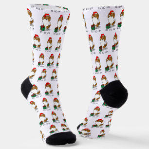 Christmas Santa Hat Shetland Sheepdog (sable) Cute Socks