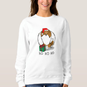 Christmas Santa Hat Shetland Sheepdog (sable) Cute Sweatshirt