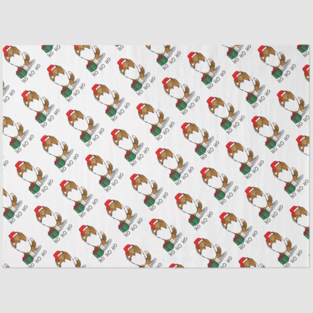 Christmas Santa Hat Shetland Sheepdog (sable) Cute Tissue Paper (Front)