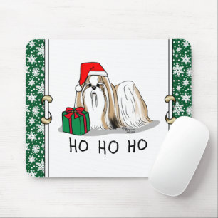 Christmas Santa Hat Shih Tzu (tan white) Dog Cute Mouse Mat