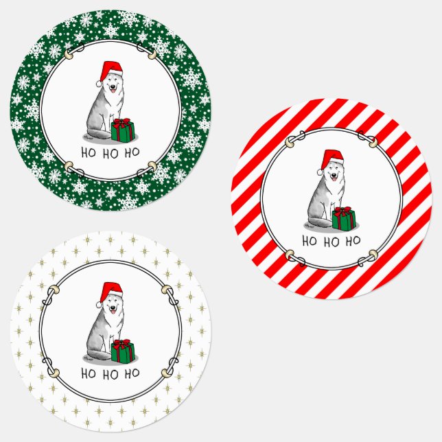 Christmas Santa Hat Siberian Husky (silver) Cute (Group)