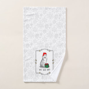 Christmas Santa Hat Siberian Husky (silver) Cute Bath Towel Set