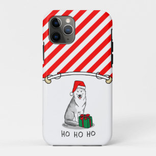 Christmas Santa Hat Siberian Husky (silver) Cute iPhone 11 Pro Case