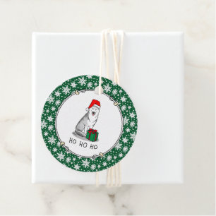 Christmas Santa Hat Siberian Husky (silver) Cute Favour Tags