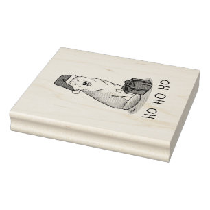 Christmas Santa Hat Siberian Husky (silver) Cute Rubber Stamp