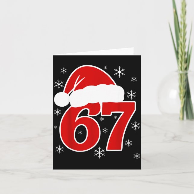 Christmas Santa Hat Six Seven 6 7 67 Meme Gen Alph Card (Front)