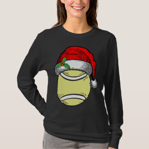 Christmas Santa Hat Tennis Sport Funny Gift T-Shirt