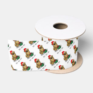 Christmas Santa Hat Tibetan Spaniel (Brown) Cute Satin Ribbon