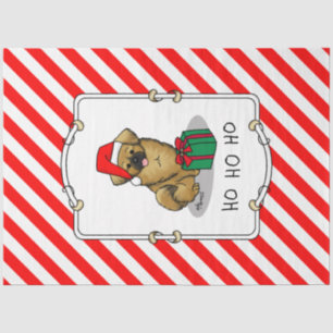 Christmas Santa Hat Tibetan Spaniel (Brown) Cute Tissue Paper