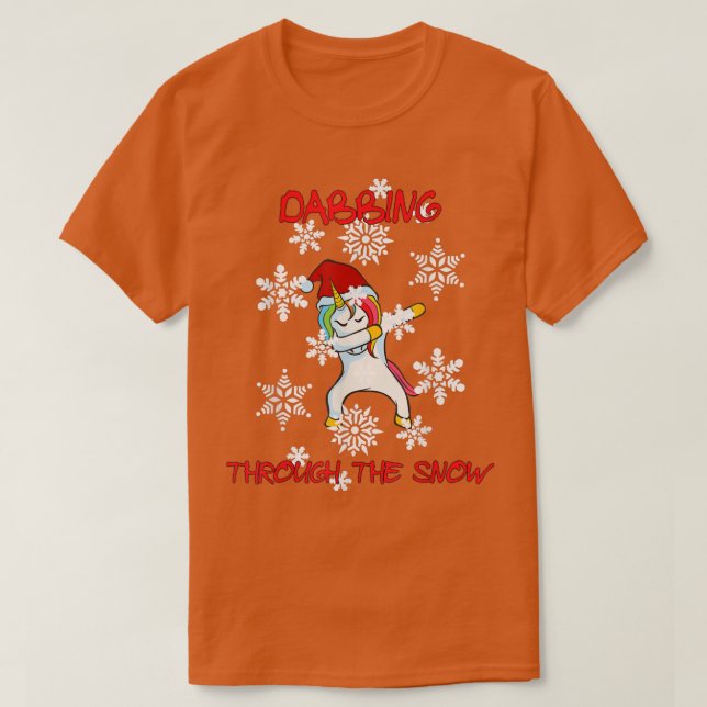 Christmas Santa Hat Unicorn Tshirt Dabbing Through (Design Front)