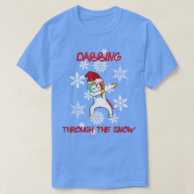 Christmas Santa Hat Unicorn Tshirt Dabbing Through (Design Front)