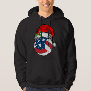Christmas Santa Hat Volleyball Sport Funny Gift Hoodie