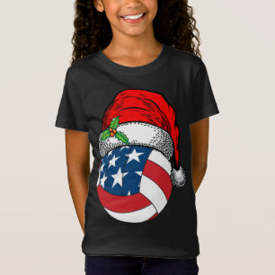 Christmas Santa Hat Volleyball Sport Funny Gift T-Shirt