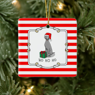 Christmas Santa Hat Weimaraner Dog (grey 1) Cute Ceramic Ornament