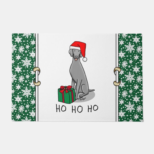 Christmas Santa Hat Weimaraner Dog (grey 1) Cute Doormat (Front)