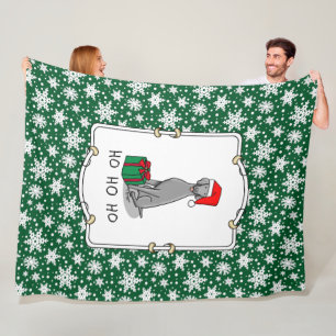 Christmas Santa Hat Weimaraner Dog (grey 1) Cute Fleece Blanket