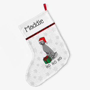 Christmas Santa Hat Weimaraner Dog (grey 1) Cute Large Christmas Stocking