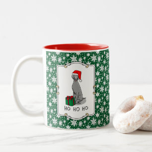 Christmas Santa Hat Weimaraner Dog (grey 1) Cute Two-Tone Coffee Mug