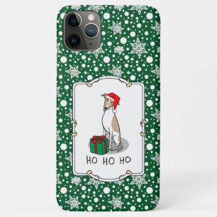 Christmas Santa Hat Whippet Dog Fawn & white Cute iPhone 11 Pro Max Case