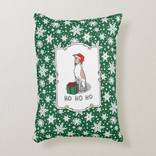 Christmas Santa Hat Whippet Dog Fawn & white Cute Decorative Cushion