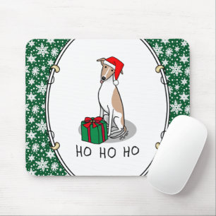 Christmas Santa Hat Whippet Dog Fawn & white Cute Mouse Mat