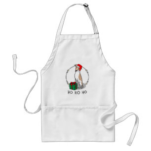 Christmas Santa Hat Whippet Dog Fawn & white Cute Standard Apron