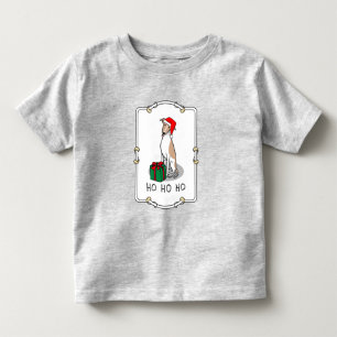 Christmas Santa Hat Whippet Dog Fawn & white Cute Toddler T-Shirt