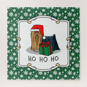 Christmas Santa Hat Yorkshire Terrier Yorkie Cute Jigsaw Puzzle