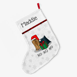 Christmas Santa Hat Yorkshire Terrier Yorkie Cute Large Christmas Stocking