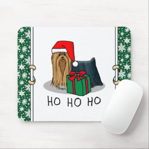 Christmas Santa Hat Yorkshire Terrier Yorkie Cute Mouse Mat