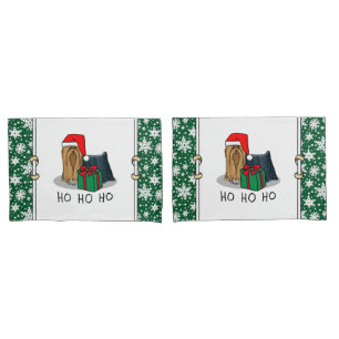 Christmas Santa Hat Yorkshire Terrier Yorkie Cute Pillowcase