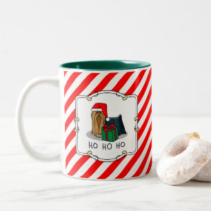 Christmas Santa Hat Yorkshire Terrier Yorkie Cute Two-Tone Coffee Mug