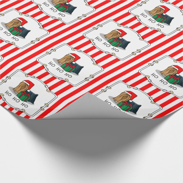 Christmas Santa Hat Yorkshire Terrier Yorkie Cute Wrapping Paper (Corner)